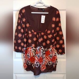Brown Floral Women's Top